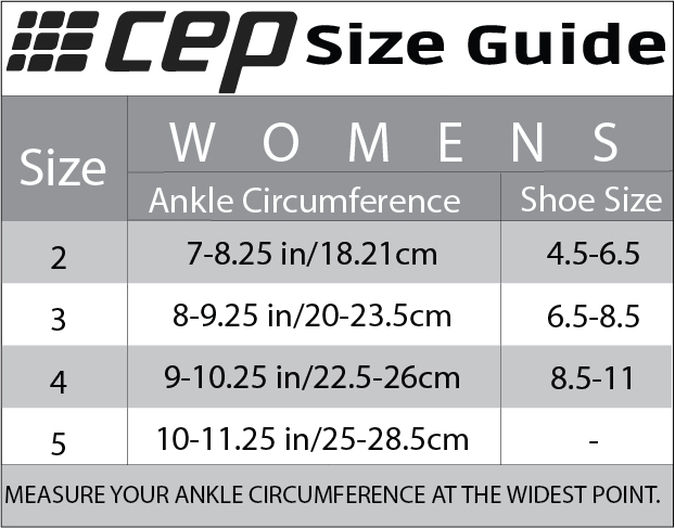 CEP Ankle Socks Womens Size Guide